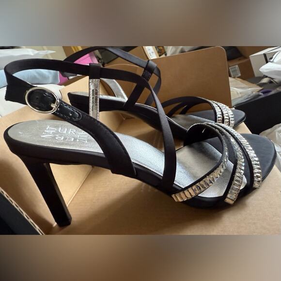 Naturalizer Kimberly 2 Rhinestone Strappy Heels | NWT | Black & Silver - Picture 8 of 10